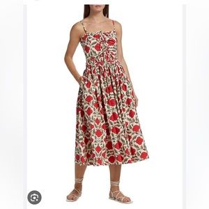 Rhode Katrina Floral Print Cotton Midi Dress Size 6